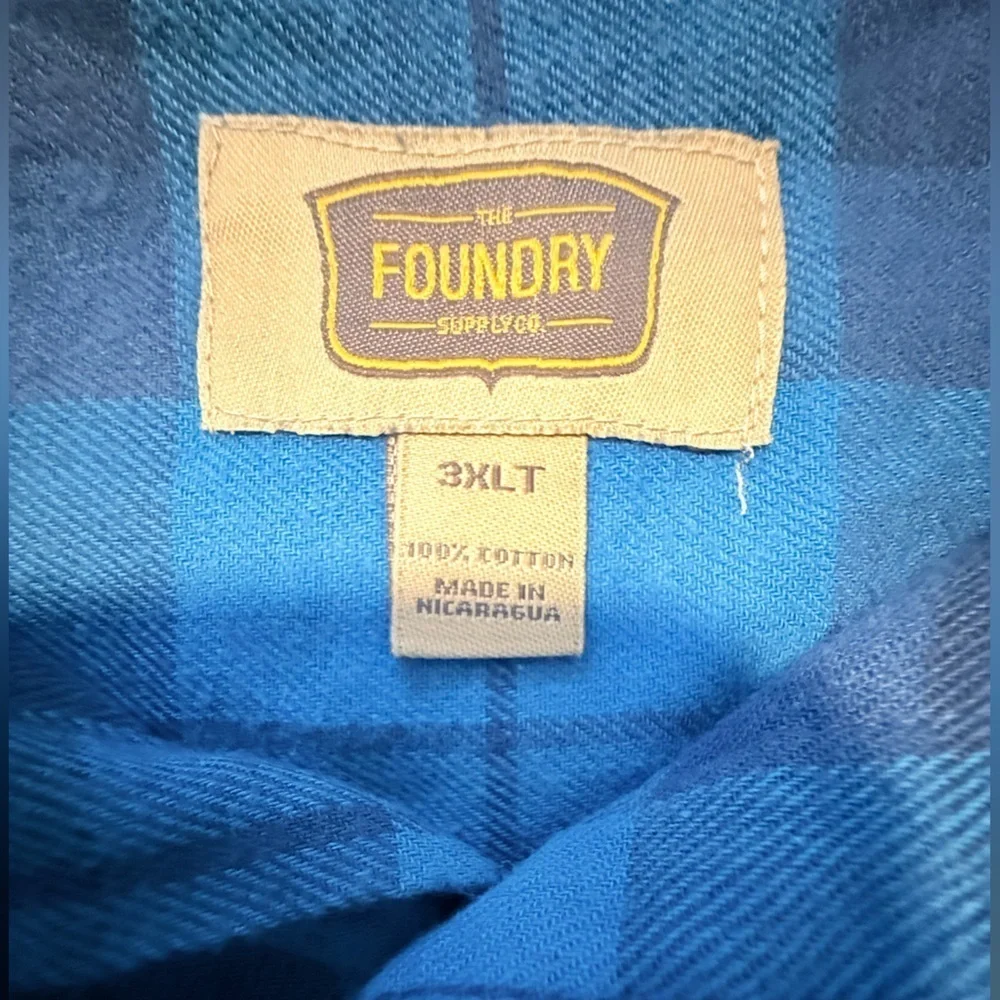 The Foundry Supply Co. Blue and Black Plaid Casual Shirt